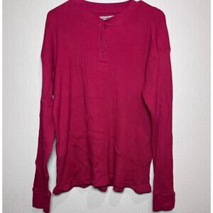 👕 Big Bear Thermal Henley Long Sleeve Sweatshirt – Red Size XL